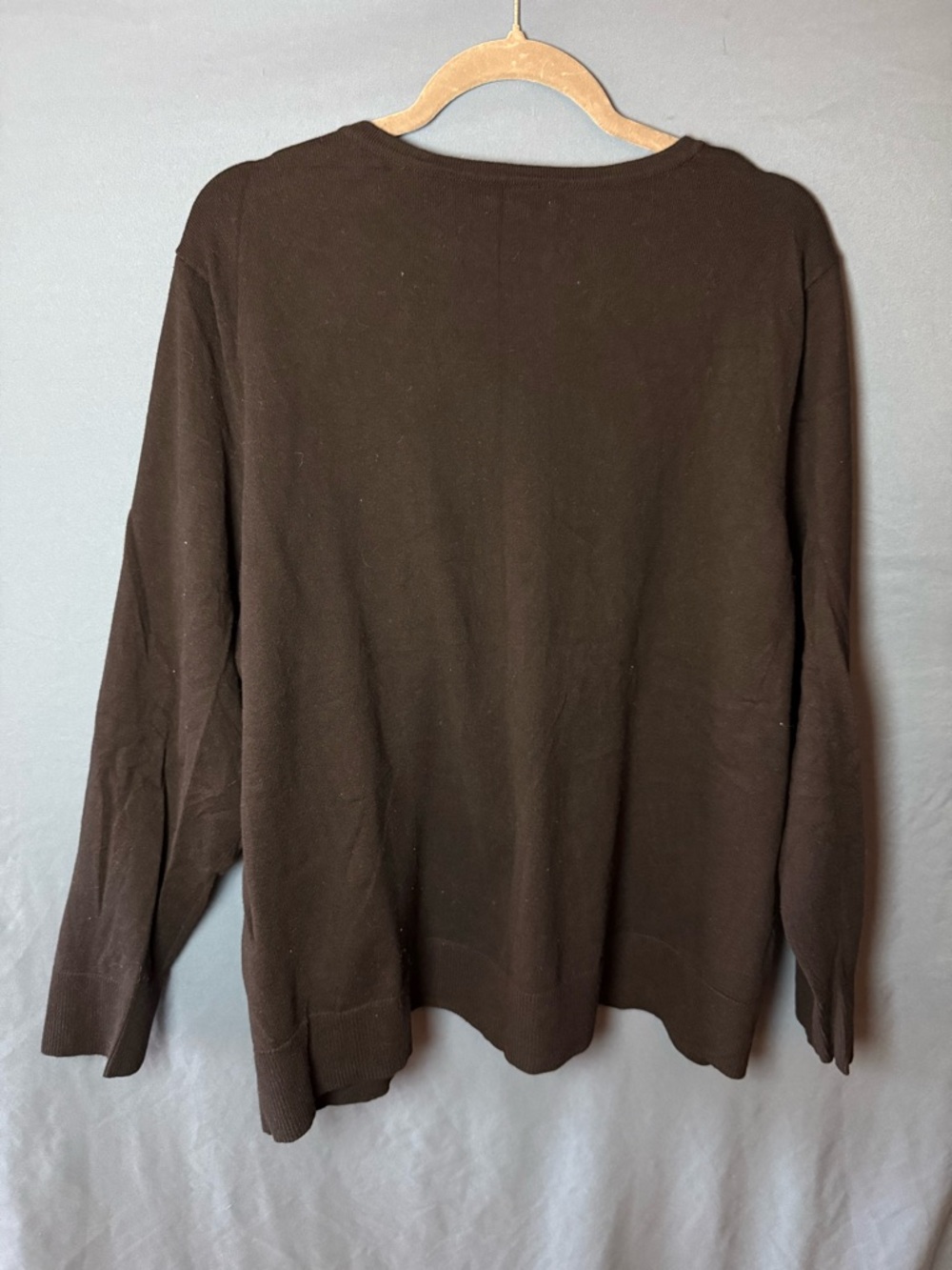 Croft & Borrow Black Crewneck Button-Front Sweater - Picture 3 of 3